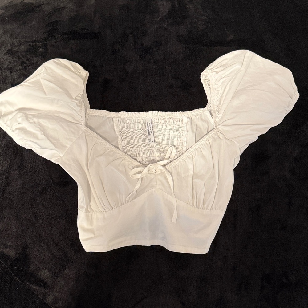 Stradivarius White Puff Sleeve Blouse